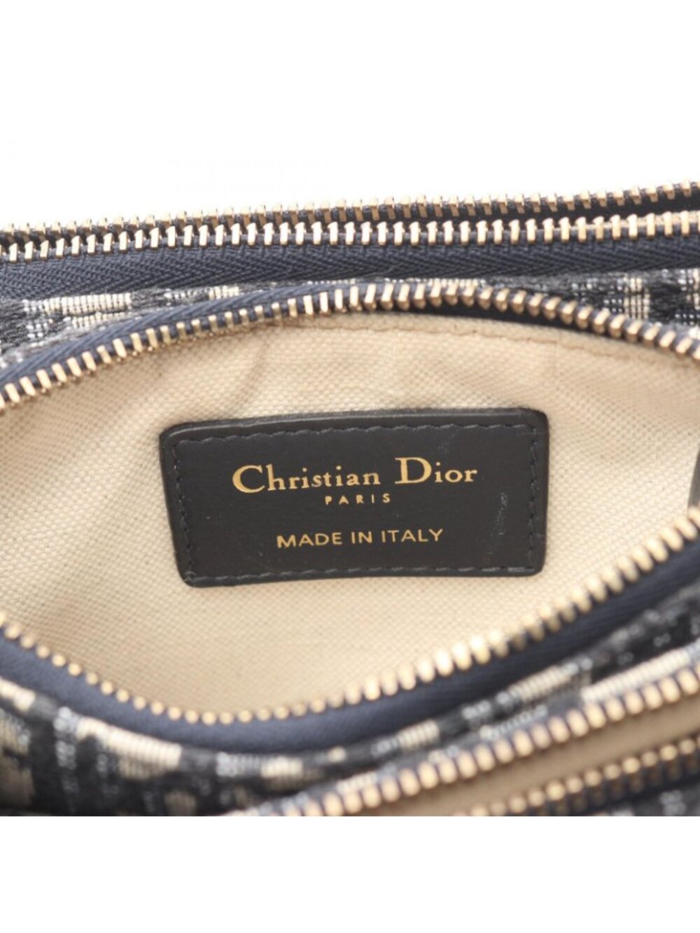 Dior Shoulder Bag Saddle Oblique Navy Beige Canvas Leather - Picture 4 of 8